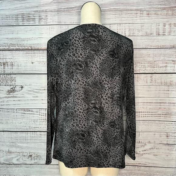 Y2K Cowl Neck Animal Print Rose Whimsigoth Top Nexxen 2 XL - Picture 2 of 6